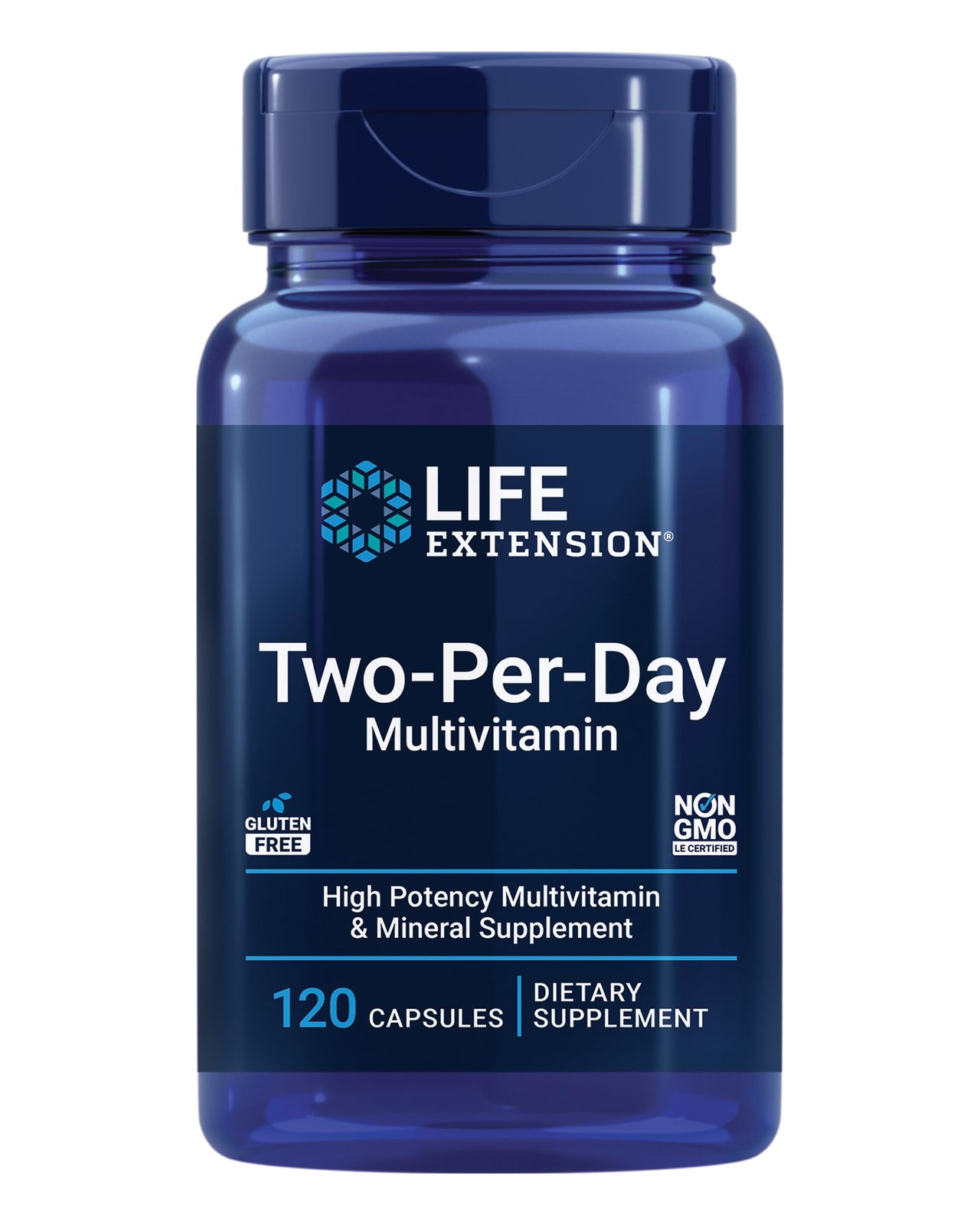 Life Extension Two-Per-Day Multivitamin, Vitamins B, C, D, zinc, Packed with Over 25 Vitamins, Minerals & extracts, Two-Month Supply, Non-GMO, Gluten-Free, 120 Capsules
