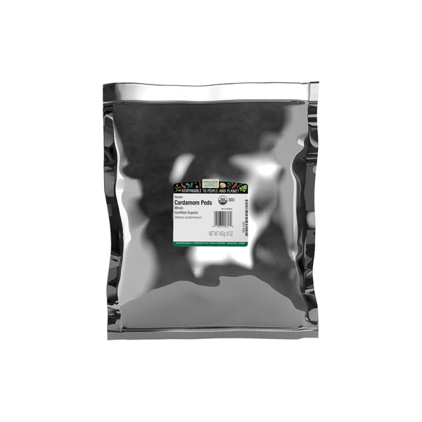 Frontier Co-op Organic Whole Cardamom Pods, 1-Pound, Sweet, Warm Taste, Exotic Floral Aroma, Certified Organic & Kosher