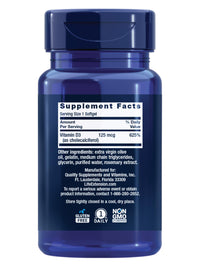 Thumbnail for Life Extension Vitamin D3 125 mcg (5000 IU), Bone Health, Brain Performance, Immune System Support, Gluten-Free, Non-GMO, Once Daily, Two-Month Supply, 60 Softgels