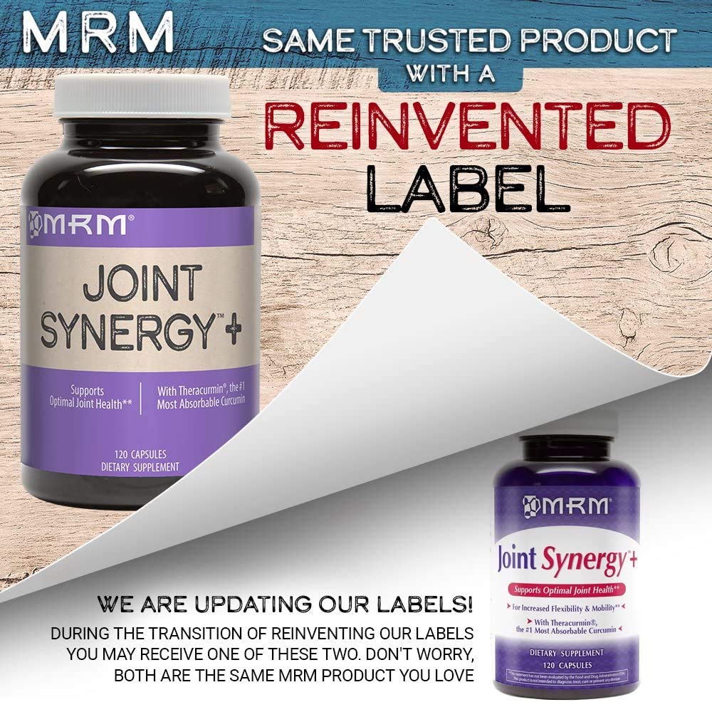 MRM Joint Synergy + Joint Health Supplement - For Women & Men - with Glucosamine, Chondroitin, MSM, Turmeric & Collagen, Healthy Mobility Support, Aids Flexibility & Comfort, Gluten‑Free - 60 Servings