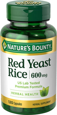 Thumbnail for Nature's Bounty Red Yeast Rice Pills and Herbal Health Supplement, Dietary Additive, 600mg, 120 Capsules