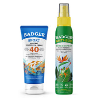 Thumbnail for Badger Mineral Sunscreen & Bug Spray Combo - SPF 40 Reef Safe Sport Sunscreen w/Zinc Oxide & DEET-Free Natural Insect Repellent