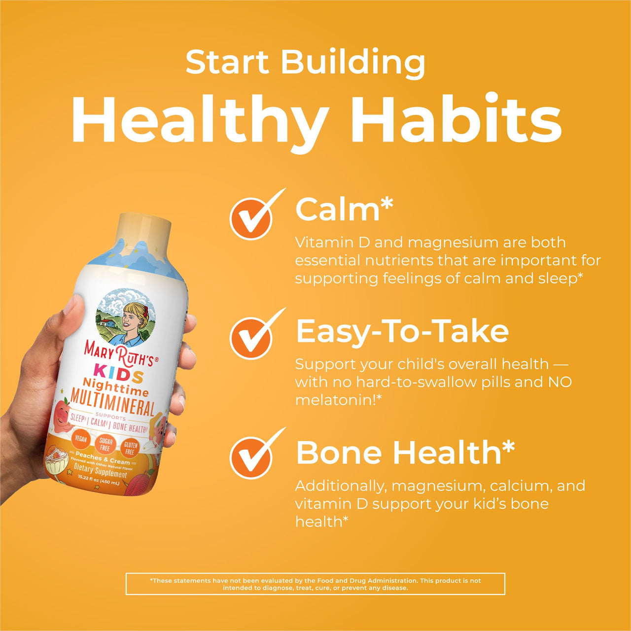 MaryRuth's Kids Liquid Nighttime Multimineral with Lutein and Magnesium | Bone Health | Immune Function | Bedtime Supplement | Kids Vitamins | Vegan | Sugar Free | 30-180 Servings | 15.22 fl oz