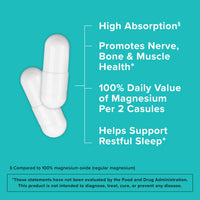 Thumbnail for Qunol Magnesium Capsules 420mg, 100% DV, High Absorption Magnesium Supplement, Extra Strength, Bone and Muscle Health Supplement, 180 Count