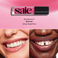 Thumbnail for Saie SaieGlow Starter Makeup Kit - Glowy Super Gel, Dew Blush, and Glossybounce Lip Gloss - Essential Makeup Set in a Mini Reusable Jelly Travel Bag (3 Count)