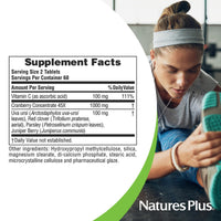 Thumbnail for NaturesPlus Ultra Cranberry, Sustained Release - 1000mg, 120 Tablets - with Vitamin C - Vegetarian, Gluten Free - 60 Servings