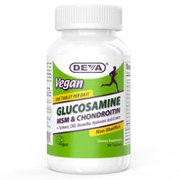 Thumbnail for DEVA Vegan Glucosamine MSM & Chondroitin + Turmeric, CMO, Boswellia, Hyaluronic Acid & More, Improved Non-Animal Formula, 90 Tablets