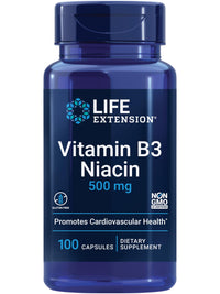 Thumbnail for Life Extension Vitamin B3 Niacin, Heart Health, Cholesterol & Energy Support, Gluten-Free, Non-GMO, 100 Capsules