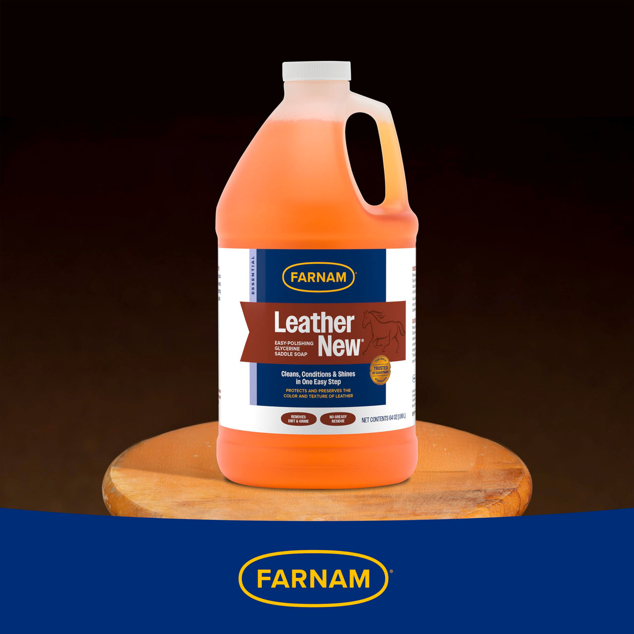 Farnam Leather New Easy-Polishing Glycerine Saddle Soap and Leather Saddle Cleaner, Protects and Preserves Leather, Cleans, Conditions and Polishes, 64 Oz.
