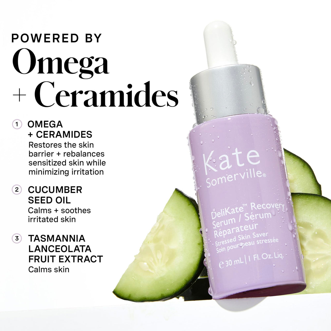 Kate Somerville DeliKate Recovery Serum – Clinically Formulated Hydrating Treatment – Irritation and Redness Relief for Stressed or Sensitive Skin, 1 Fl Oz