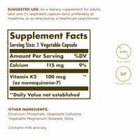 Thumbnail for Solgar Naturally Sourced Vitamin K2 (MK-7) 100 mcg - 50 Vegetable Capsules, Pack of 2 - Supports Bone Health - Whole Food Source from Natto Extract - Non-GMO, Gluten Free - 100 Total Servings