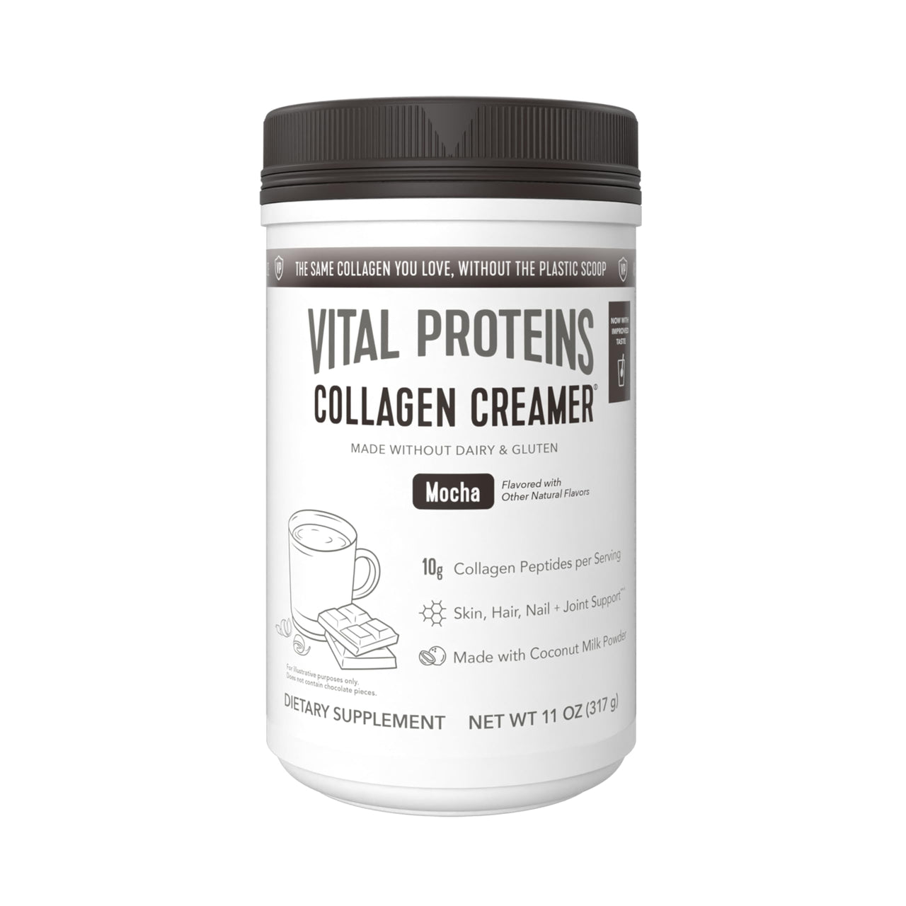Vital Proteins Collagen Coffee Creamer, Coconut Milk based & Low Sugar Powder with Collagen Peptides Supplement - Supporting Healthy Hair, Skin, Nails with Energy-Boosting MCTs - Mocha 11.2oz