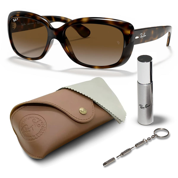 Ray-Ban RB4101 Jackie Ohh Polarized Butterfly Shape Sunglasses With Eyewear Kit Bundle - High Bridge Fit - Ideal Formal and Casual Eyewear - Beach Sunglasses