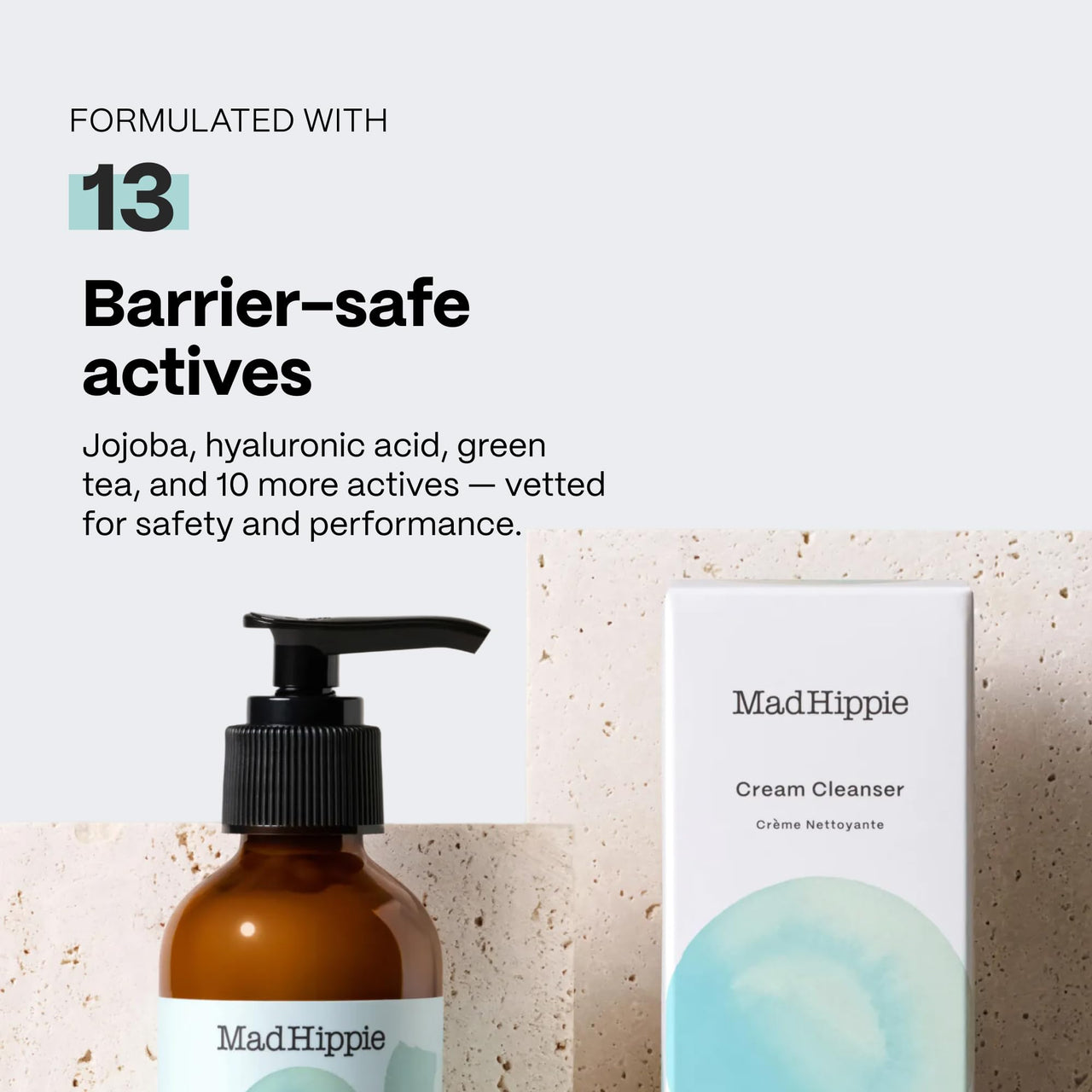 Mad Hippie Cream Cleanser – Gentle Formula with Hyaluronic Acid, Jojoba Oil & Green Tea, Skin Barrier Protection, 4 Oz Ea