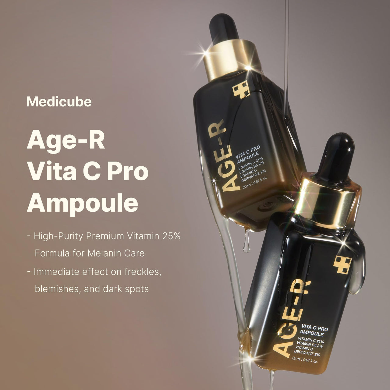 Medicube Age-R Vita C Pro Ampoule -Vitamin C Serum for Pigmentation, Uneven Skin Tone, and Hydration - Boost Absorption and Radiance by up to 780% with Age-R Booster Pro