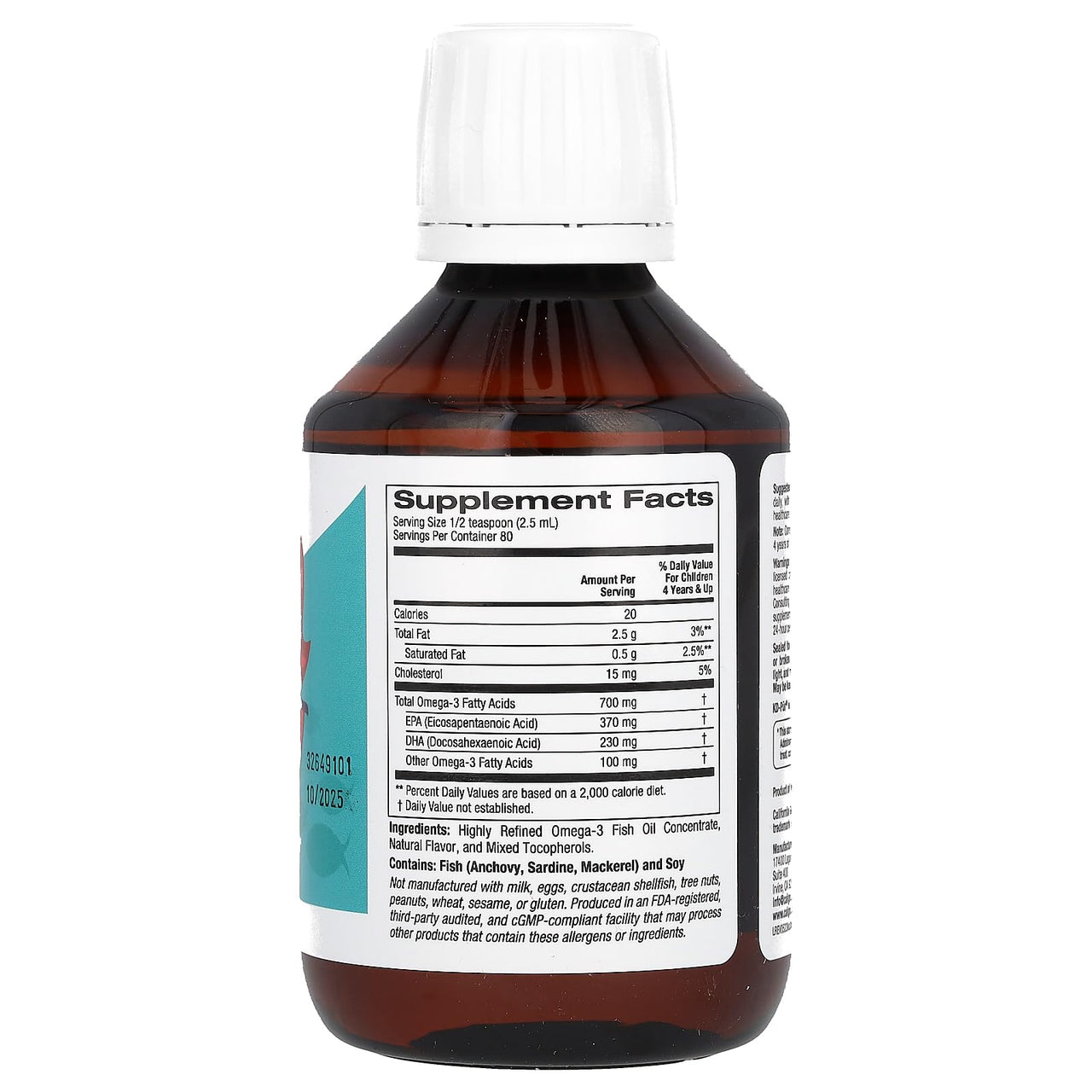 California Gold Nutrition Norwegian Kids Omega-3 Fish Oil, Natural Lemon, 6.7 fl oz. (200 ml)