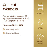 Thumbnail for Solgar Policosanol 20 mg, 100 Vegetable Capsules - Supports Heart Health - General Wellness - Vegan, Gluten Free, Dairy Free, Kosher - 100 Servings