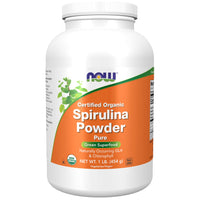 Thumbnail for NOW Foods Supplements, Certified Organic, Spirulina Powder, Rich in Beta-Carotene (Vitamin A) and B-12 with naturally occurring GLA & Chlorophyll, 1-Pound