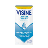 Thumbnail for Visine Dry Eye Relief Lubricant Eye Drops to Moisturize and Soothe Irritated, Gritty and Dry Eyes, Designed to Work Like Real Tears, Polyethylene Glycol 400, 0.5 fl. oz, 2 Pack