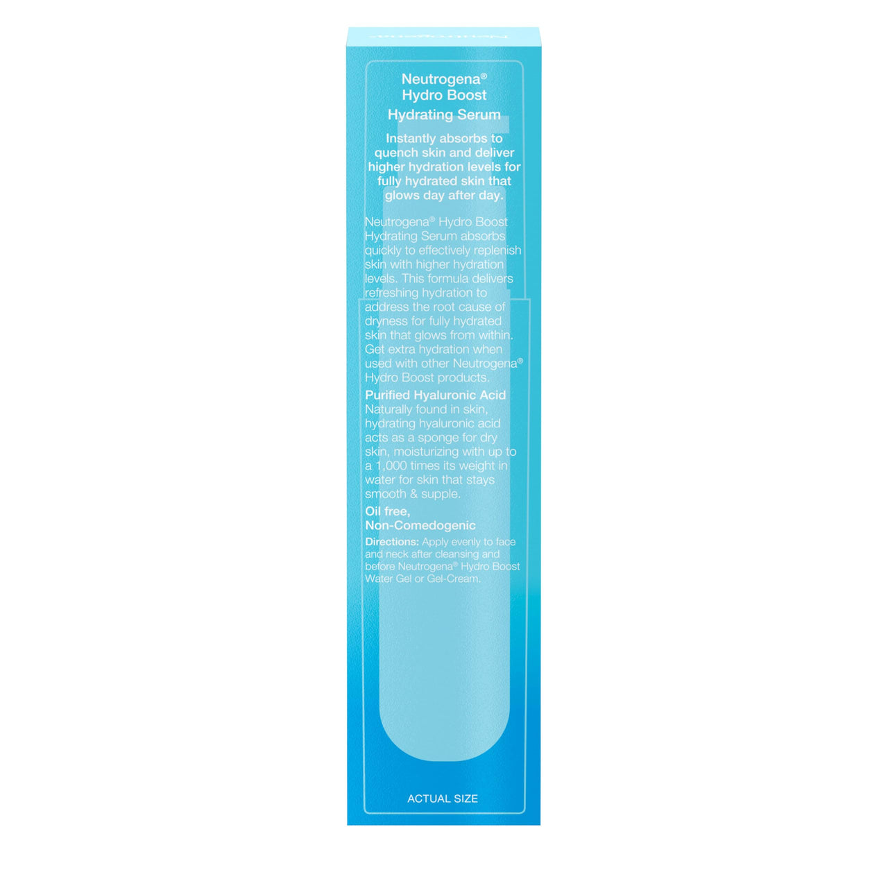 Neutrogena Hydro Boost Hydrating Hyaluronic Acid Face & Neck Serum, Fast-Absorbing Daily Facial Moisturizer with Purified Hyaluronic Acid for Hydrated Skin, Oil-Free & Non-Comedogenic, 1 fl. oz
