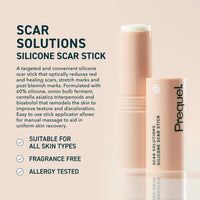 Thumbnail for Prequel Skin Scar Solutions 60% Silicone Scar Stick. Thick Solid Velvety Film for Scars. Formula Infused with Centella Asiatica Extracts and Vitamin E. Soothing and Occlusive