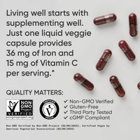 Thumbnail for Sports Research® Blood Balance Iron Supplement - 36 MG Iron + Folate & Vitamin C for Absorption - Red Blood Cell Support for Women & Men* - Vegan Certified · Non-GMO · Gluten-Free - 90 Capsules