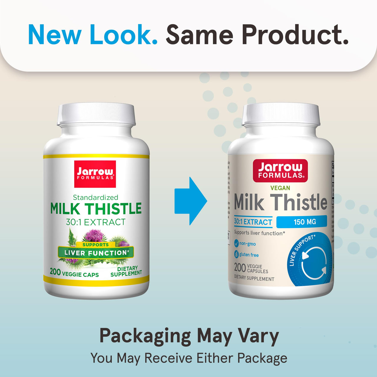 Jarrow Formulas Milk Thistle Supplement 150 mg. 30:1 Milk Thistle Extract Standardized to 80% Total Flavonoids, Dietary Supplement for Liver Function Support, 200 Veggie Capsules, Up to 200 Day Supply