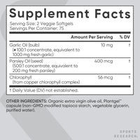 Thumbnail for Sports Research® Odorless Garlic Oil Pills with Parsley & Chlorophyll - Vegan Certified · Non-GMO · Gluten Free - 150 Plantgel Capsules