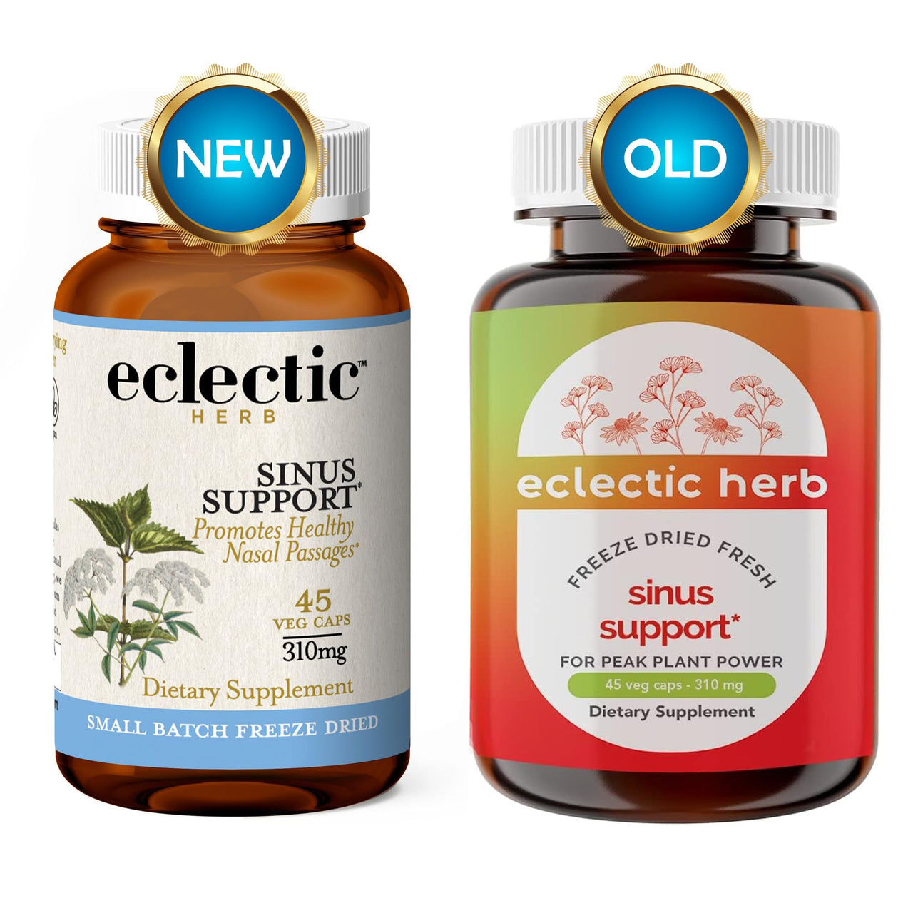 Eclectic Herb - Sinus Support Capsules | Sinus, Nasal + Respiratory Support | Freeze Dried, Concentrated Herbal Supplement | Natural, Wildcrafted, Non-GMO, Gluten Free, Vegan (45 CT | 310 mg)