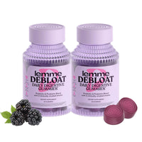 Thumbnail for Lemme Debloat - Digestive & Gut Health Gummies with 2 Clinically Studied Probiotics & Prebiotic, Vegetarian, Gluten Free, Non GMO, BlackBerry Flavor (60 Count) (Pack of 2)