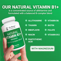 Thumbnail for Dr. Berg Natural Vitamin B1 B6 B12 Complex - Allithiamine Vitamin B1 Supplement with 8 Essential Vitamin B Complex for Men & Women Including Thiamin, Niacin, Folate, Magnesium & More - 60 Capsules