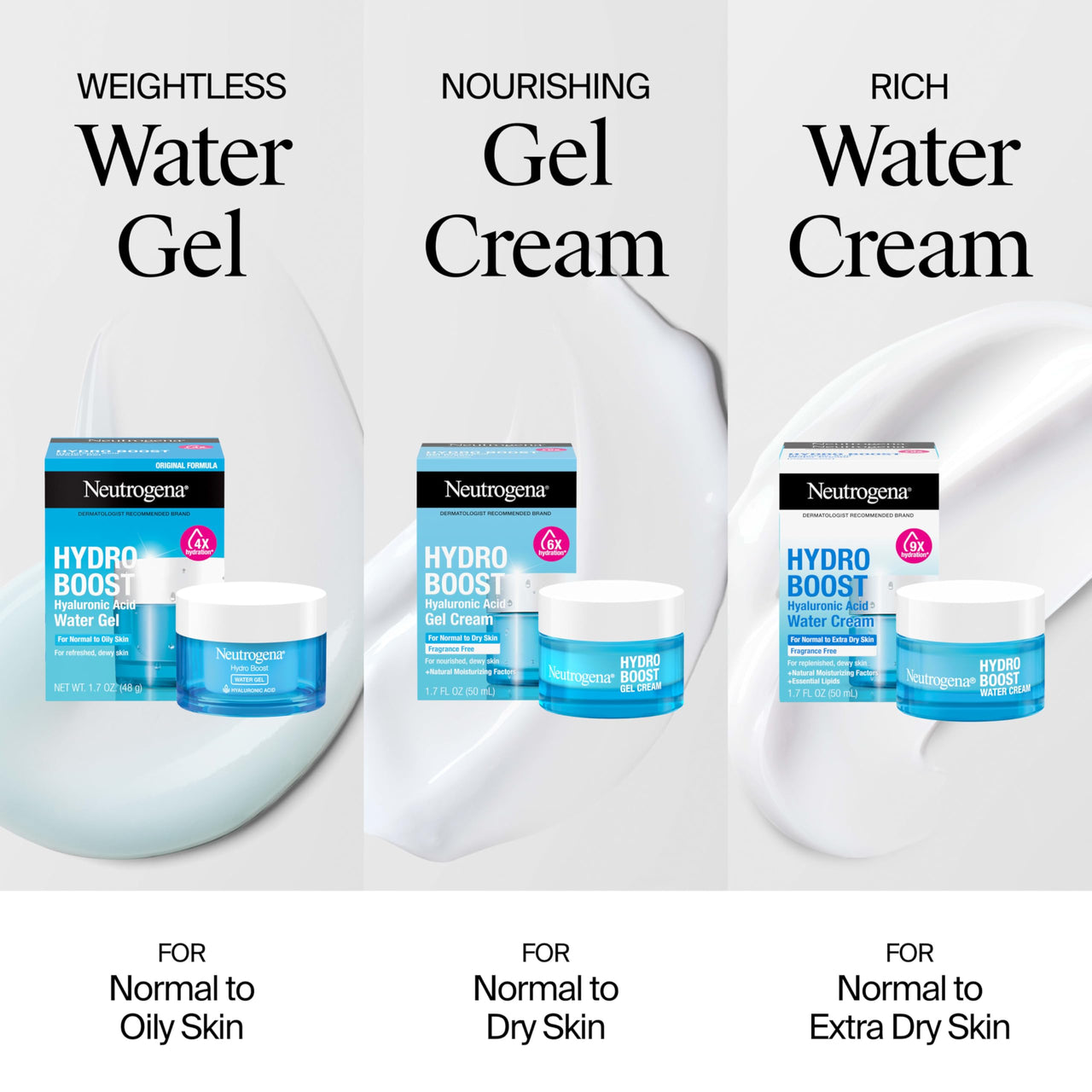 Neutrogena Hydro Boost Water Gel, Hyaluronic Acid Facial Moisturizer for Normal to Oily Skin, Hydrating Face Moisturizer, 1.7 fl. oz + Trial Size Hydro Boost Facial Cleanser, 0.5 fl. oz