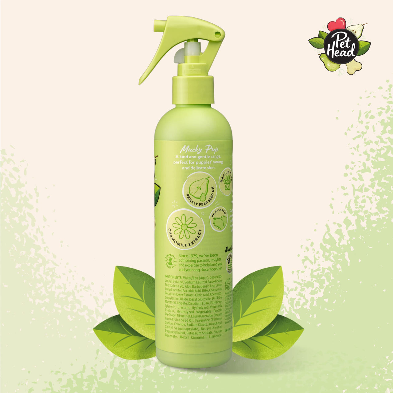 Pet Head Mucky Pup Puppy Deodoriser Spray | Pear Scent | Shampoo Conditioner Spray for Puppies from 8 Weeks | Vegan | pH-Neutral | Gentle Formula for Puppies | Made in USA | 10.1 fl. oz.