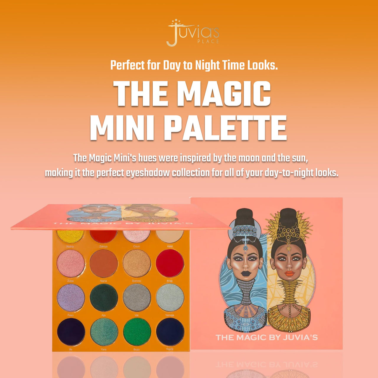 Juvia's Place Palette The Magic Mini - Bright and Bold Red, Shades of 16, Professional Eye Makeup, Pigmented Palette, Makeup Palette for Eye Color & Shine