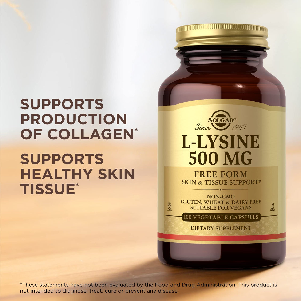 Solgar - L-Lysine 500 mg Vegetable Capsules Count