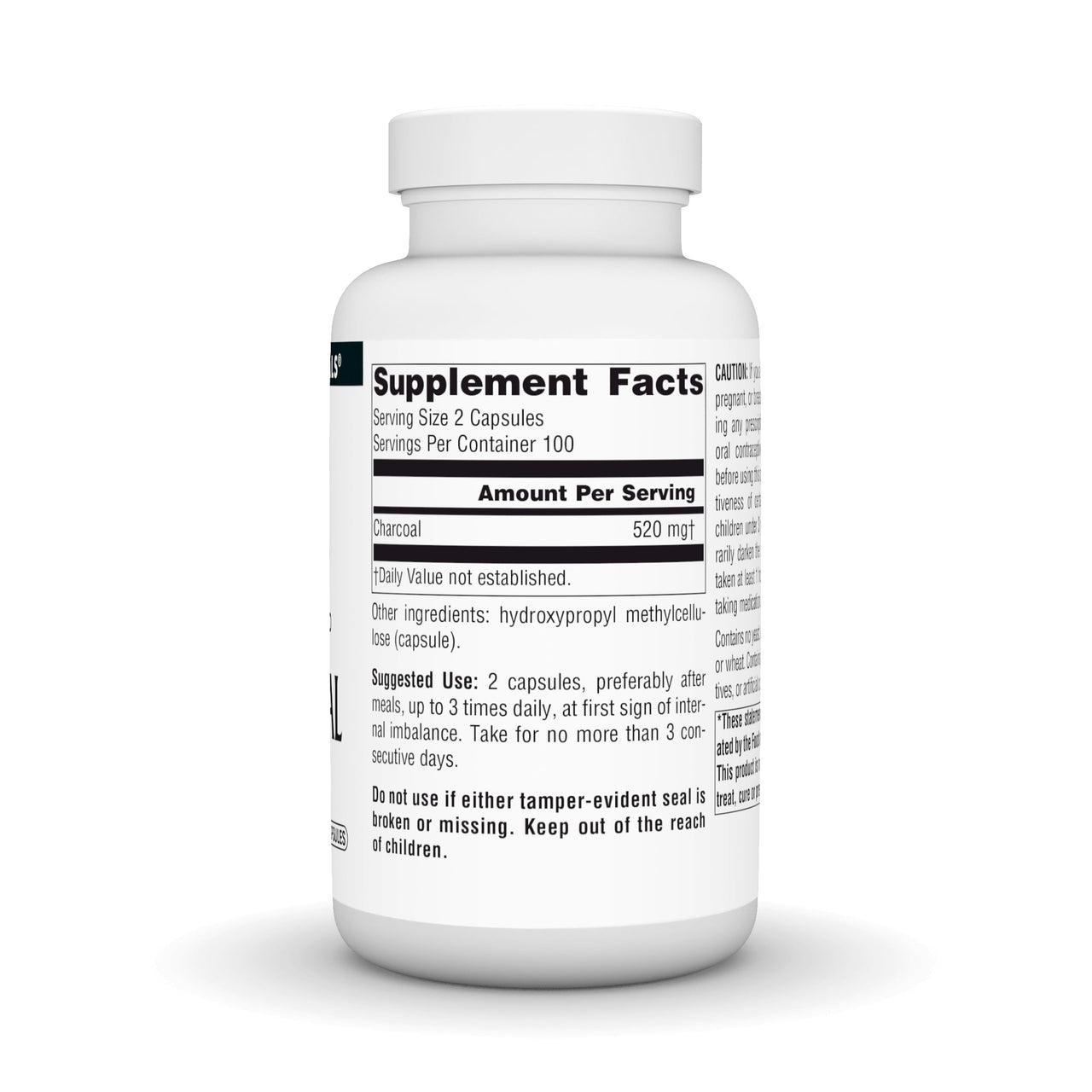 Source Naturals Charcoal - 100% Pure Activated, Digestive Aid* - 200 Vegetarian Capsules