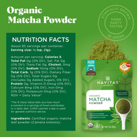 Thumbnail for Navitas Organics Matcha Powder – For Tea, Lattes, Smoothies, Desserts & More – Energy & Antioxidants – Premium Culinary Grade – USDA Organic, Non GMO, Gluten Free, Kosher, Vegan (3oz. Bag 85 Servings)