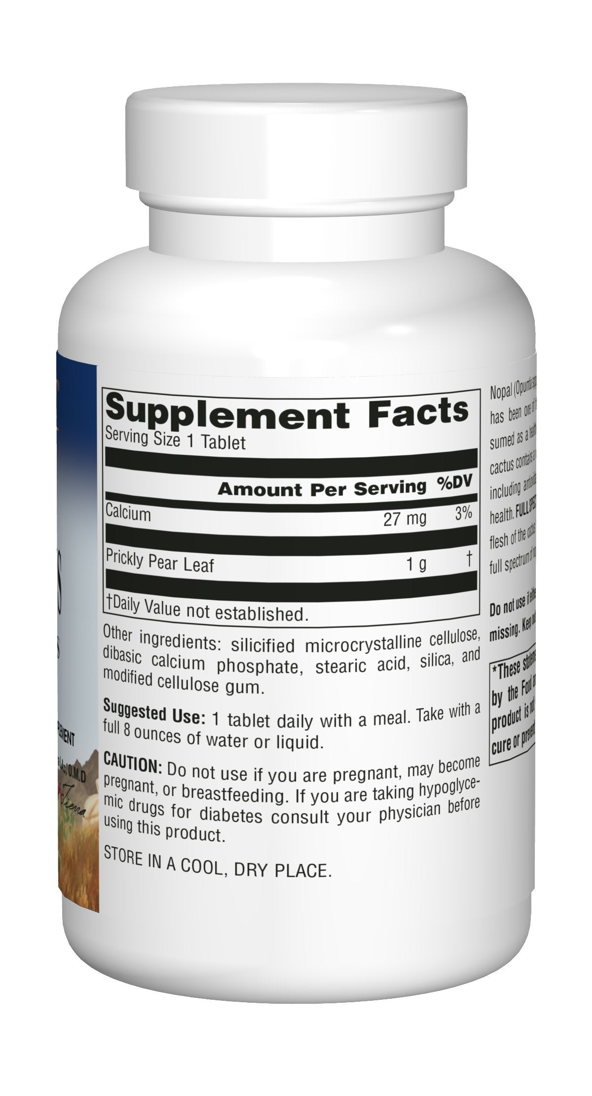 Planetary Herbals Full Spectrum Nopal Cactus, Prickly Pear Cactus, 1000 mg, with Prickley Pear Leaf - 120 Tablets