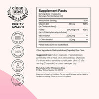 Thumbnail for Myo-Inositol & D-Chiro Inositol Capsules with MTHF, Folate, Vitamin D| Support for Ovarian Function, Hormone Balance, & Homocysteine Levels | Fertility Supplements for Women | 40:1 Ratio