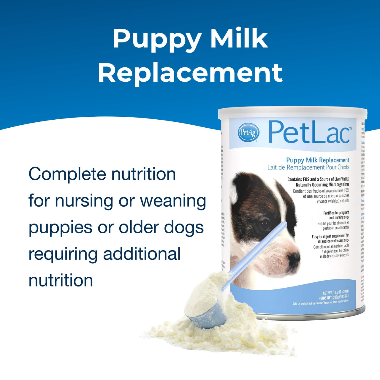 Pet-Ag PetLac Powder for Puppies - 10.5 oz - Puppy Milk Replacement Powder Puppies Newborn to Six Weeks Old - Easy to Digest