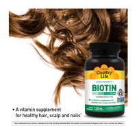 Thumbnail for Country Life High-Potency Biotin 10mg - Vegan & Gluten-Free Biotin Supplement for Skin & Nails, Energy Metabolism - Biotin 10000mcg Capsules