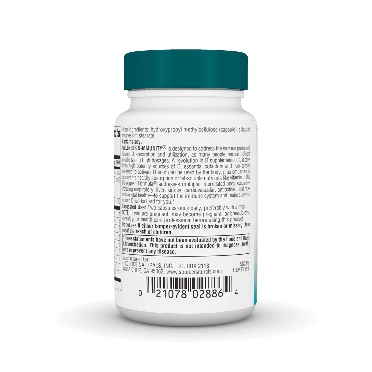 Source Naturals Wellness D-mmunity, Bio-Aligned Vitamin D Immune Formula, Supports Optimal Absorbtion and Utilization*, 125 mcg (5,000 IU) D-3-30 Vegetarian Capsules