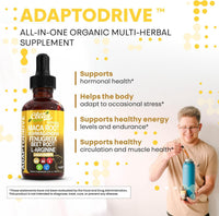 Thumbnail for Clean Nutra Organic Maca Root Liquid Drops with Ashwagandha, Fenugreek, Beet Root and L-Arginine Liquid Multivitamin for Women and Men - Adapto Drive