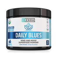 Thumbnail for Zhou Daily Blues - Blue Spirulina Powder Organic, Blue Algae Energy Superfood Supplement for Smoothie, Vegan Drink Mix - Blueberry Flavor, 4.22 oz (25 Servings)