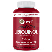 Thumbnail for Qunol Mega Ubiquinol 100mg CoQ10, Superior Absorption, Patented Water and Fat Soluble Natural Supplement Form of Coenzyme Q10, Antioxidant for Heart Health, 100 Count Softgels