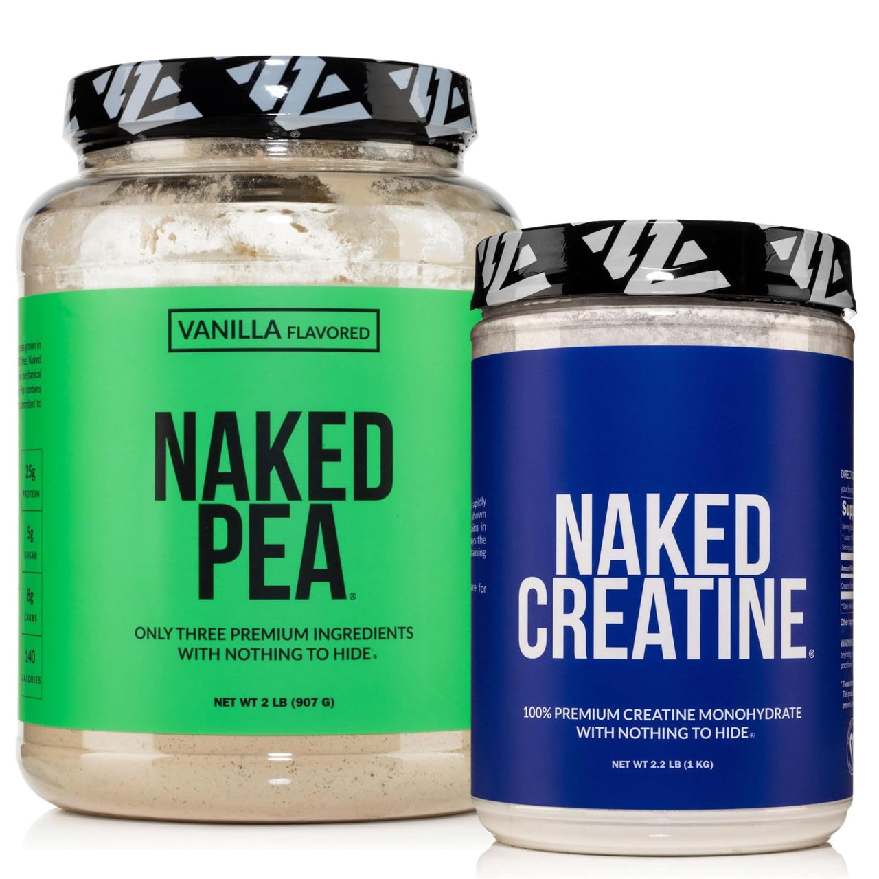 NAKED Vanilla Pea Protein Isolate 2LB Pure Micronized Creatine Monohydrate 1,000g (200 Servings) – Vegan; Bulk; Non-GMO; Gluten Free; Soy Free