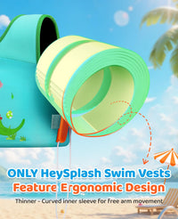 Thumbnail for HeySplash Swim Vest for Kids, Toddler Pool Floaties Fit 33-66 Lbs, Children Swimming Vest with Adjustable Strap, Swim Jacket Water Wing Arm Float, Puddle Beach Boat Jumper Boy Girl,Dinosaur