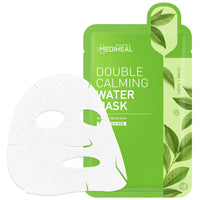 Thumbnail for Mediheal Double Calming Water Mask, Pack of 15 - Calming Face Mask Sheet with Centella Asiatica and Artemisia Extract, Relieves Sensitive and Redness Skin, Silky Smooth Cellulose Sheet