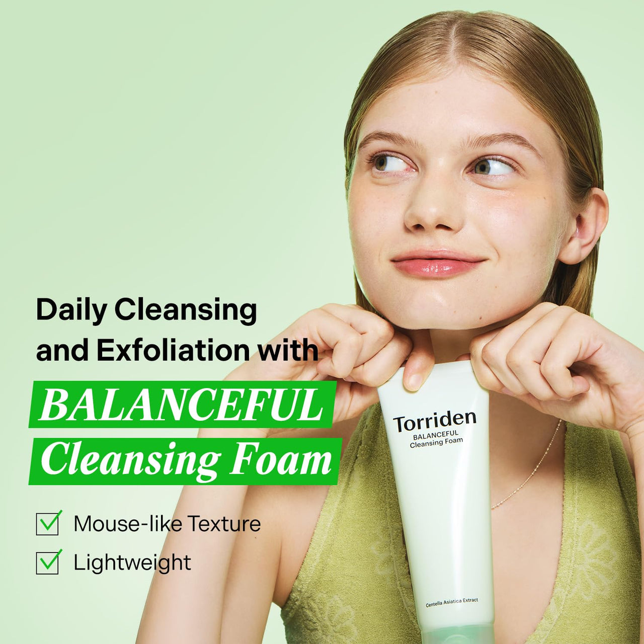 Torriden BALANCEFUL Pore Cleansing Foam 150ml (5.07 fl.oz.) | Mildly Exdfoliates and Refines Pores | Salicylic Acid, BHA, PHA, 5D CICA