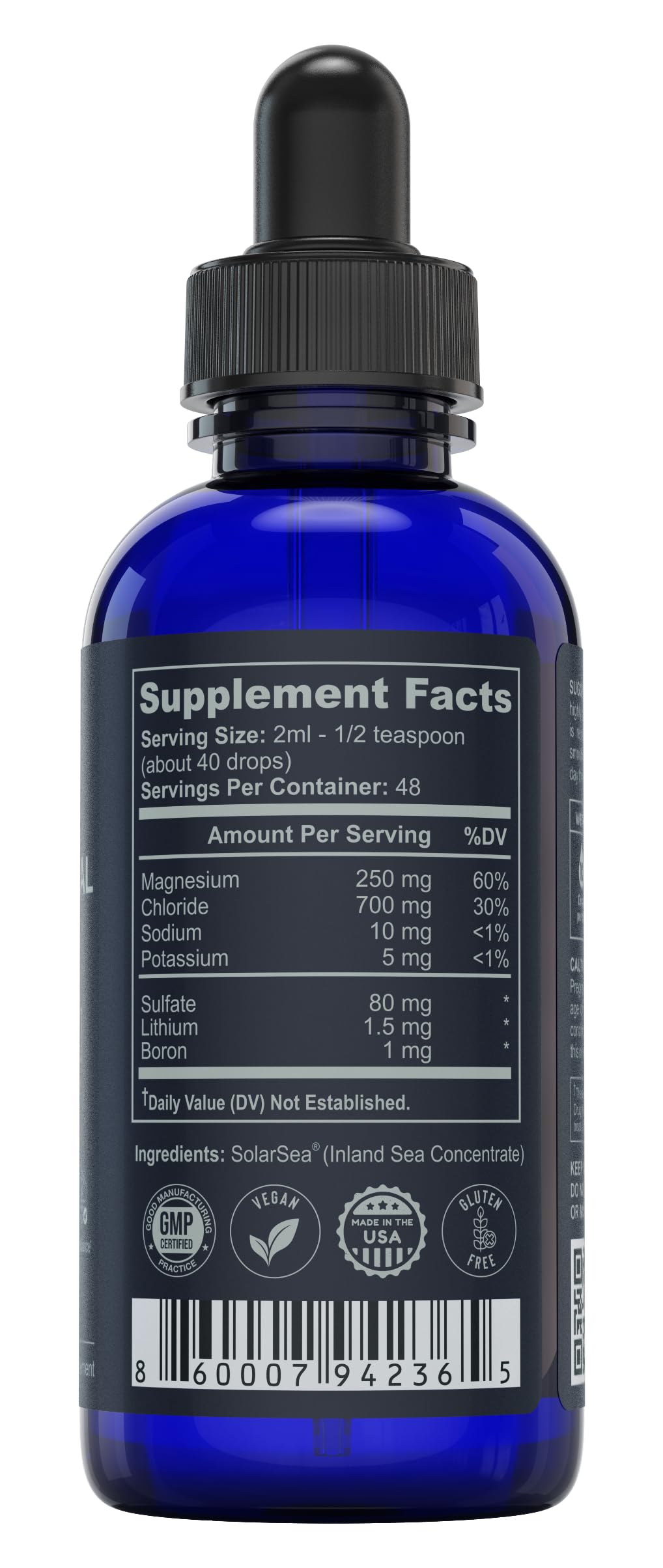 Trace Mineral Complex â€“ 4 oz (48Servings) â€“ 72+ Ionic Minerals Concentrate/Magnesium, Chloride, Boron, Potassium/Supports Hydration & Electrolyte Balance